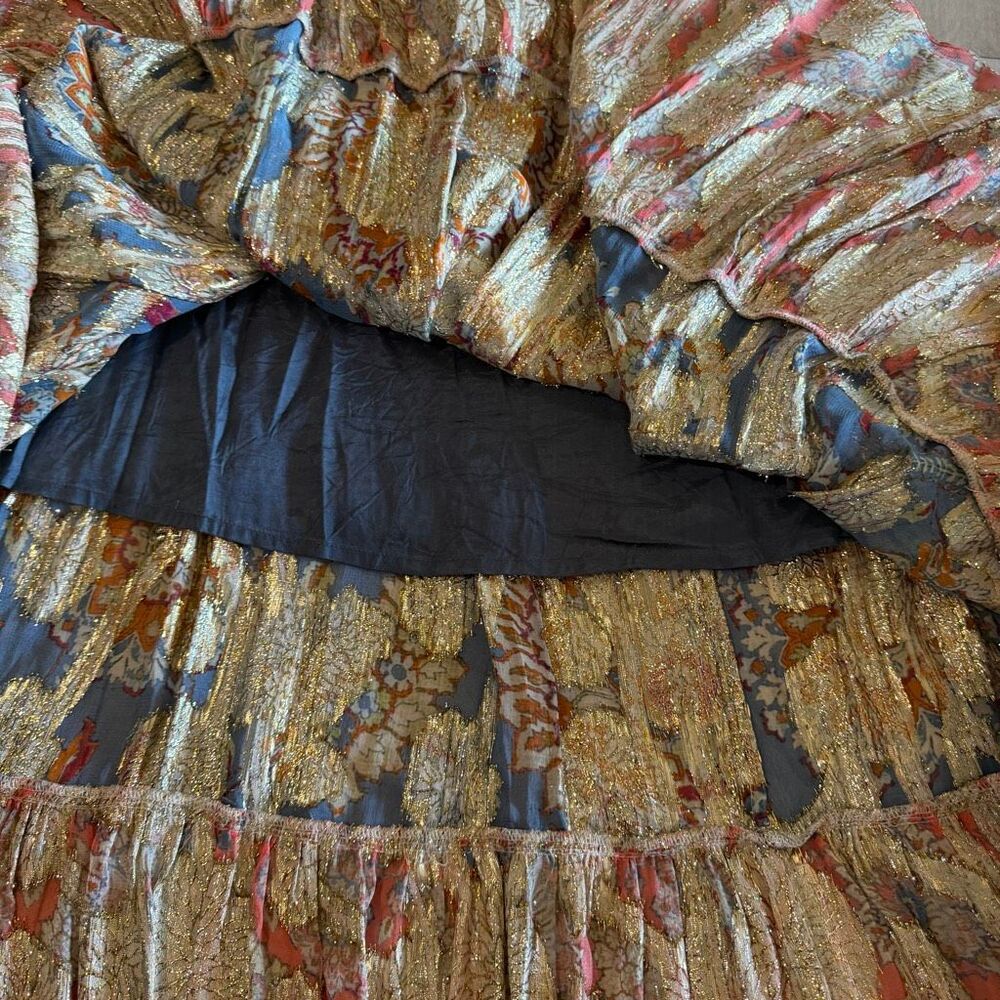 Verb by Pallavi Singhee Echo Tiered Maxi Dress in a multi-color metallic viscose - Picture 5 of 10